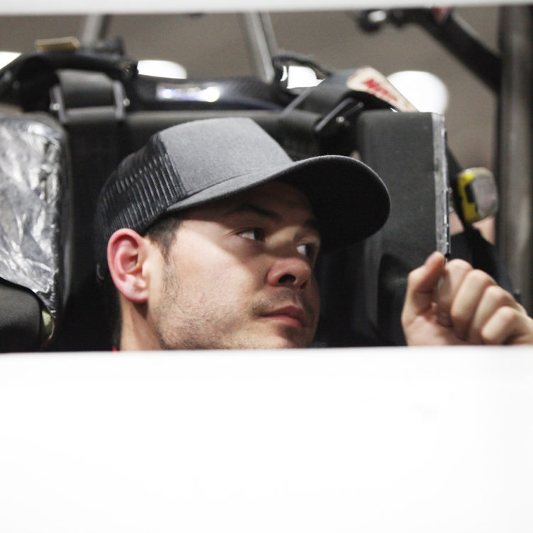 Kyle Larson gets the fist pound before heading out for The Chili Bowl A Main, where he would place 5th. ( Jeffrey Turford / TDP )