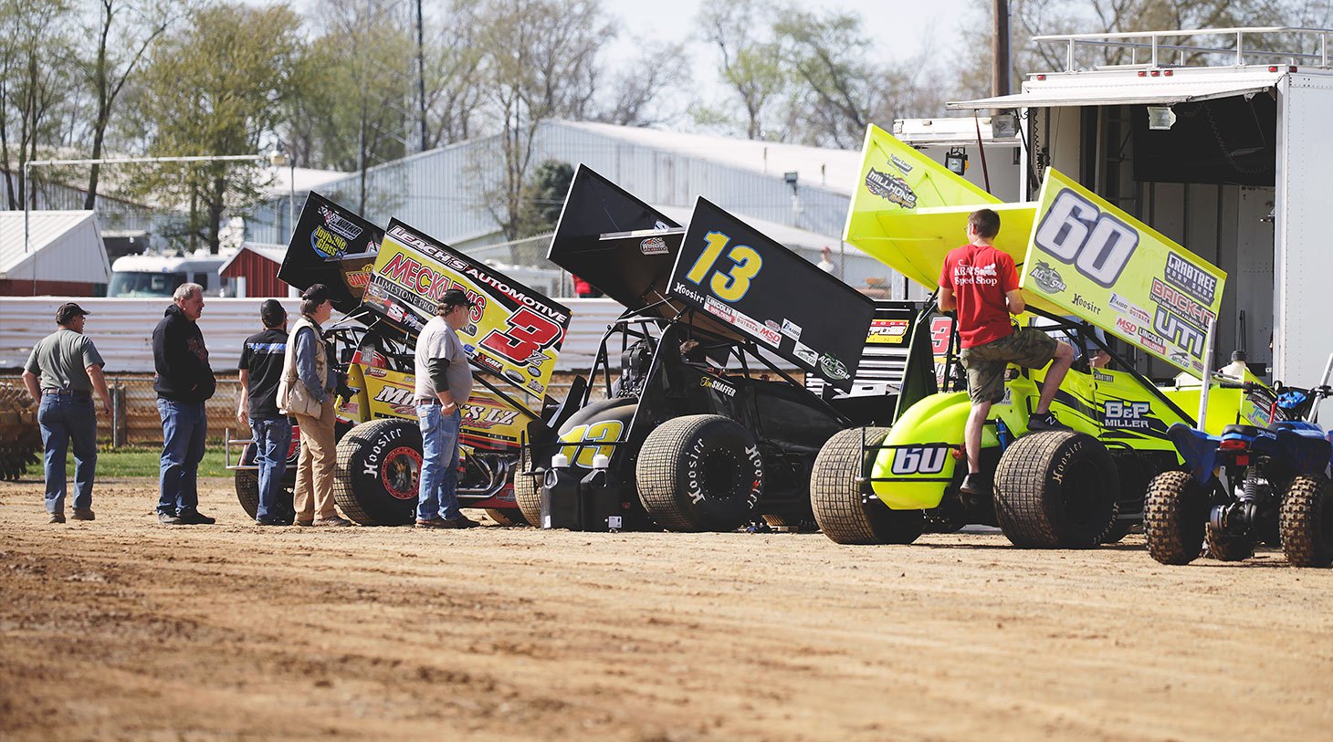 Prepping the cars for ASCoC at Selinsgrove—right to Left; no.60 Kory Crabtree, no.13 Tim Shaffer; no.3Z Brock Zearfoss.