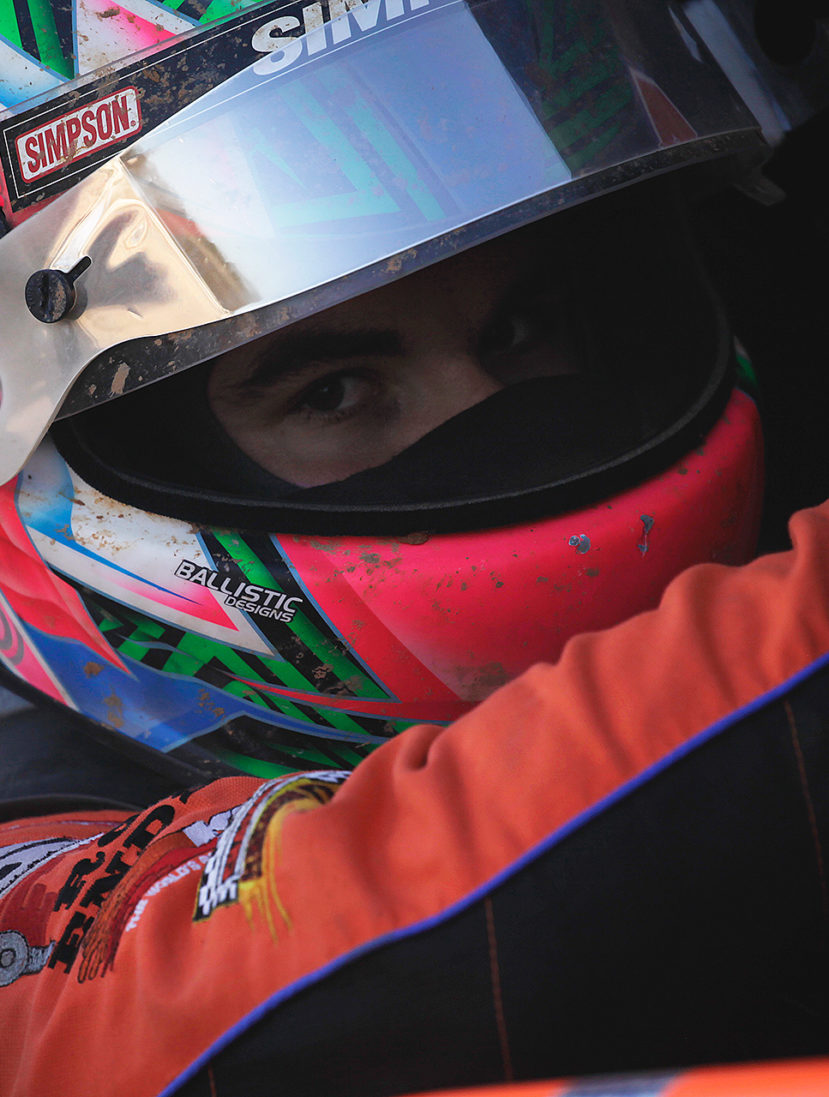 Cap Henry climbs into the car for The Arctic Cat All Stars Circuit of Champions dash at Selinsgrove Speedway 2016. He went on to place 15th during the Feature that Sunday Evening.( Jeffrey Turford / TDP )