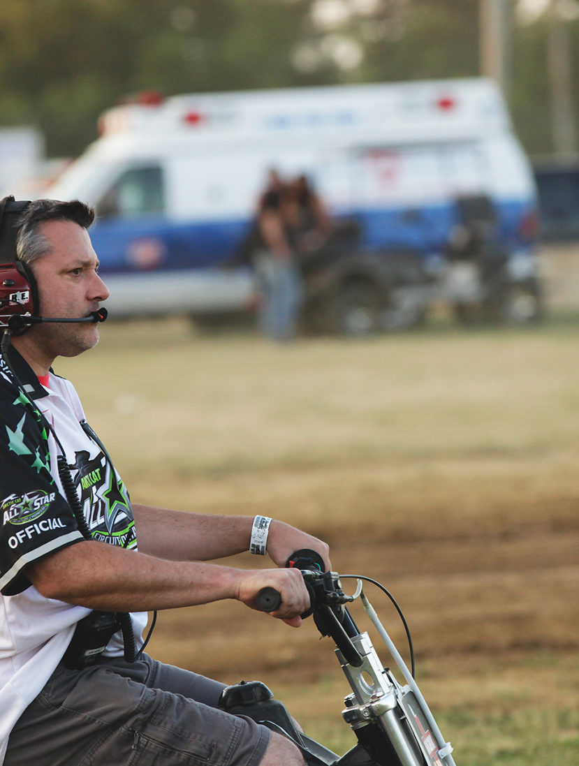 Tony Stewart keeping an eye on things during the ASCoC event on Tuesday. Stewart was all over the place Tuesday night at Sharon Speedway making sure Ohio Speedweek ran smoothly. ( Jeffrey Turford / TDP )