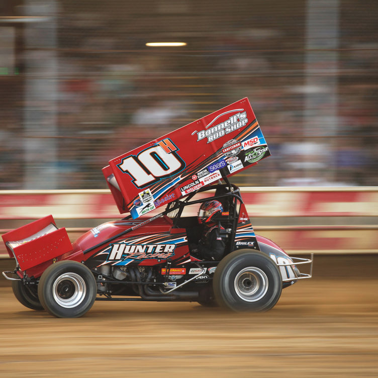 Chad Kemenah finds SPEED at Sharon Speedway during Ohio Speedweek with The All Star Circuit of Champions in June. Kemenah was looking good early on, winning his heat, but a wreck in the Feature caused him to go home empty handed. ( Jeffrey Turford / TDP )