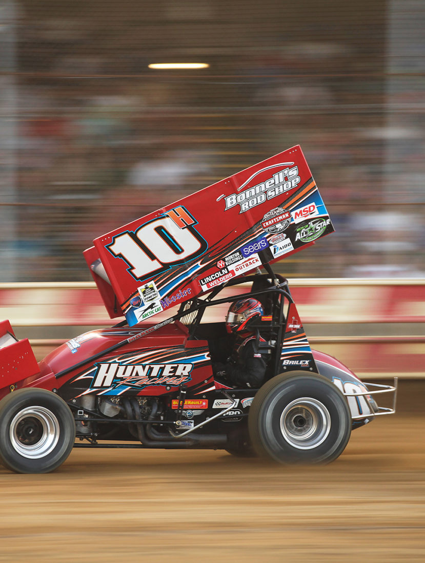 Chad Kemenah finds SPEED at Sharon Speedway during Ohio Speedweek with The All Star Circuit of Champions in June. Kemenah was looking good early on, winning his heat, but a wreck in the Feature caused him to go home empty handed. ( Jeffrey Turford / TDP )