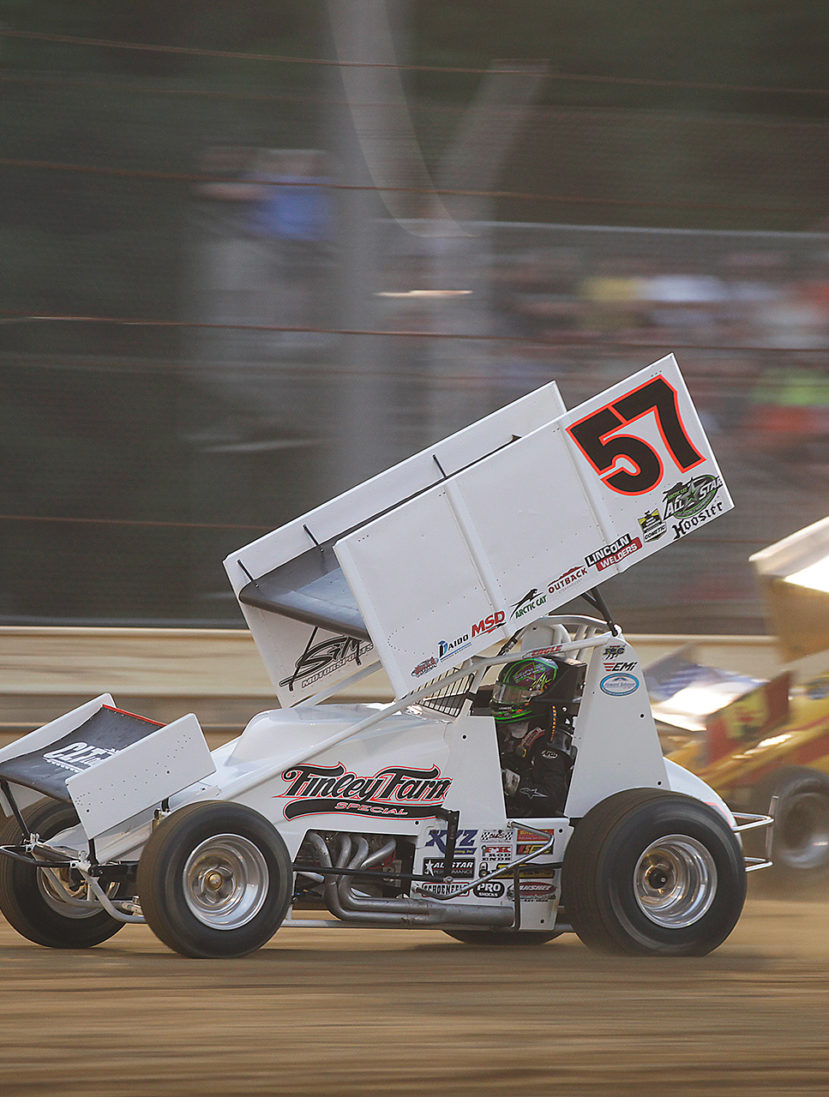 Kyle Larson finished 1st in his heat to transfer to the A Feature. ( Jeffrey Turford / TDP )