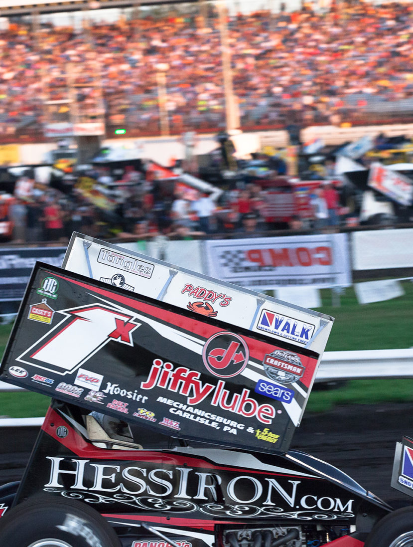 Chad Trout in Group A time trials among a packed 77 car field on day 3 of The 2016 Knoxville Nationals in Knoxville, Iowa. ( Jeffrey Turford / TDP )