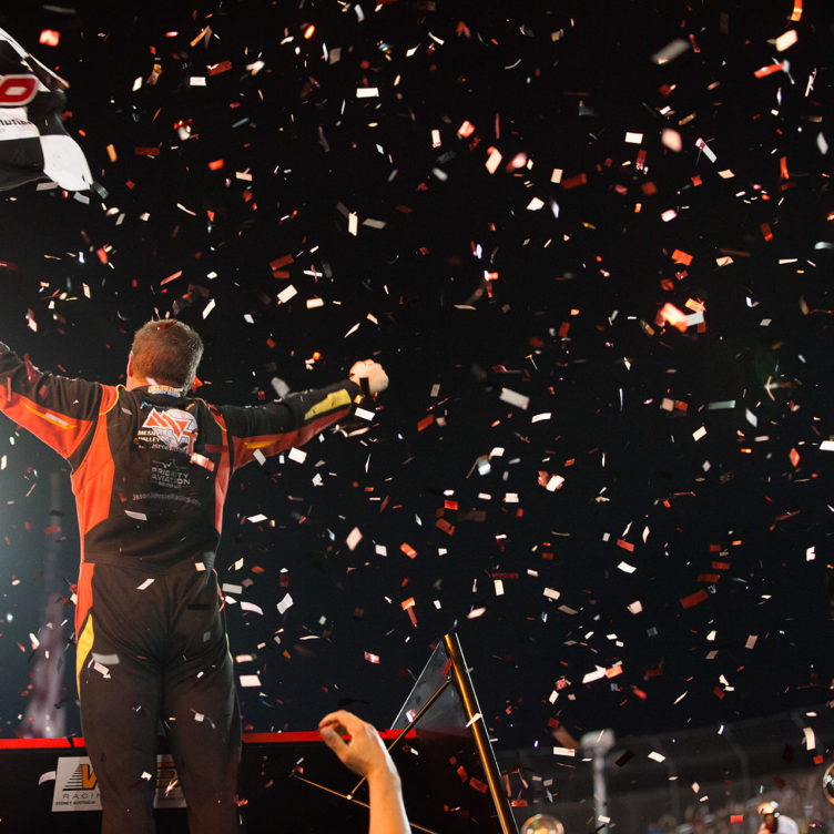 Jason Johnson on top of the sprint car world after winning The 2016 Knoxville Nationals. ( Jeffrey Turford / TDP )