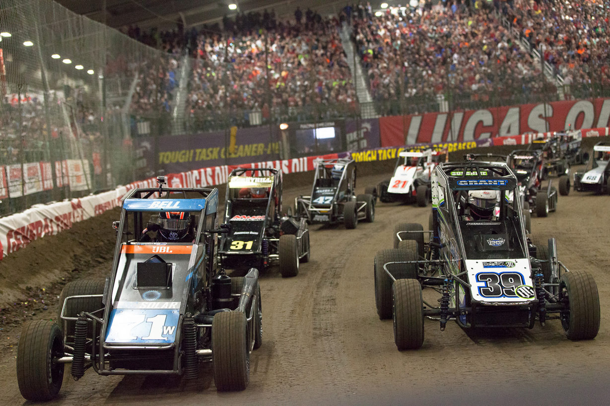 Saturday January 14, TULSA, Oklahoma - 71W Christopher Bell and the 39BC of Justin Grant made up the front row of The 31st annual Lucas Oil Chili Bowl Nationals ( Jeffrey Turford / TDP )