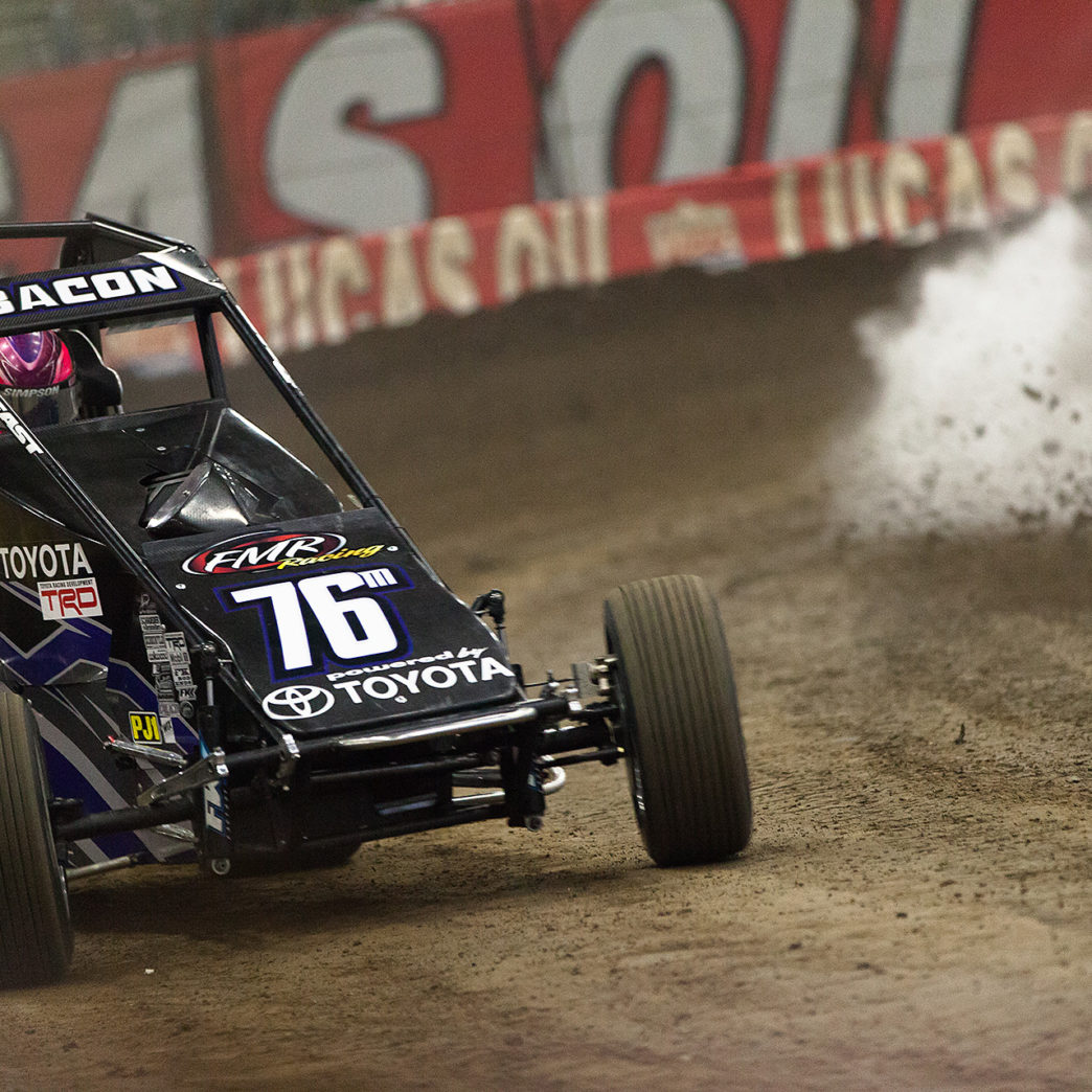 Thursday January 12, 2017 TULSA, Oklahoma - Brady Bacon leading the B-Feature on J.C.T. Qualifying Night of The 2017 Chili Bowl Nationals ( Jeffrey Turford / TDP )