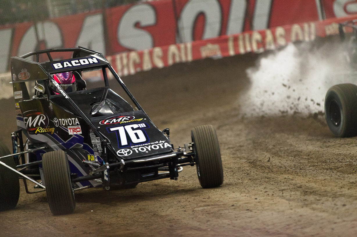 Thursday January 12, 2017 TULSA, Oklahoma - Brady Bacon leading the B-Feature on J.C.T. Qualifying Night of The 2017 Chili Bowl Nationals ( Jeffrey Turford / TDP )
